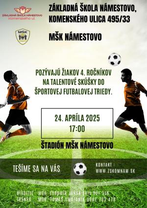 Pozvánok na talentové skúšky do športovej triedy – futbal, gymnastika  1